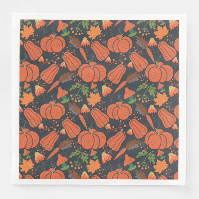 Guardanapo De Papel De Jantar Red pumpkin seamless pattern and carrots (Frente)