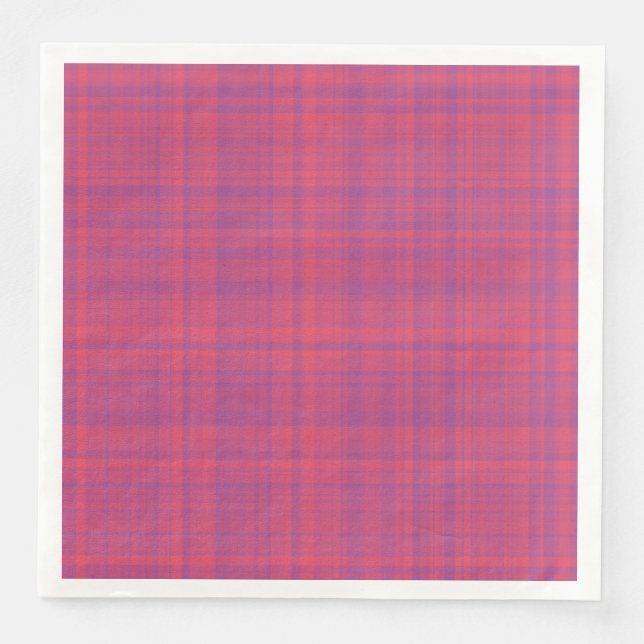 Guardanapo De Papel De Jantar Red Purple Plaid Pattern (Frente)