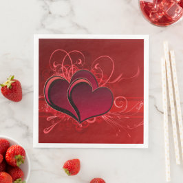Guardanapo De Papel De Jantar Red Swirls & Heart Paper Napkins Ama Romance