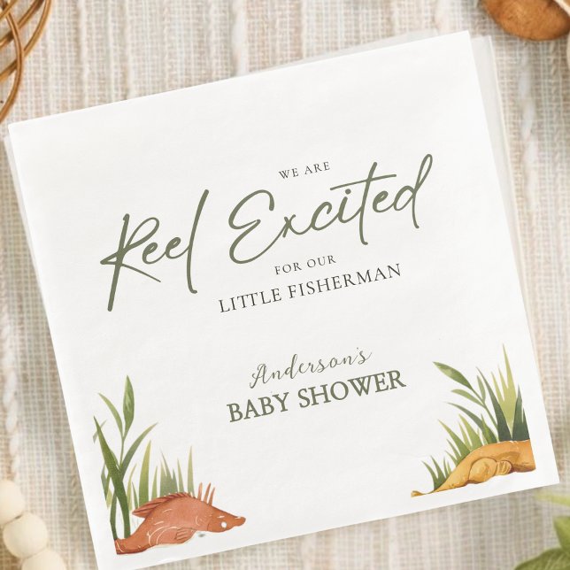 Guardanapo De Papel De Jantar  Reel Excited Fishing Baby Boy Little Fisherman  (Criador carregado)