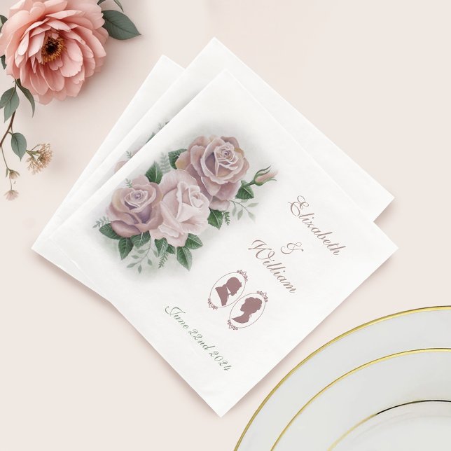 Guardanapo De Papel De Jantar Regency Bridgerton Pink Roses Cameos (Criador carregado)