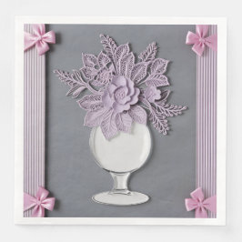 Guardanapo De Papel De Jantar Renda de casamento Vaso Roxo arte de IA