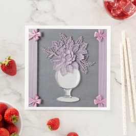 Guardanapo De Papel De Jantar Renda de casamento Vaso Roxo arte de IA