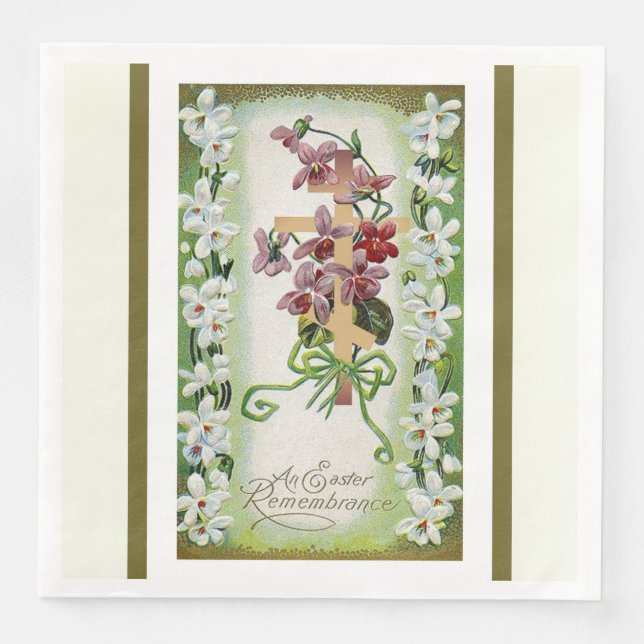 Guardanapo De Papel De Jantar Ressurreição de páscoas Pascha Bizantine Cross Flo (Frente)