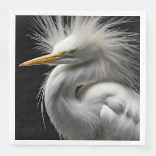 Guardanapo De Papel De Jantar Retrato de Egret Branco do excelente