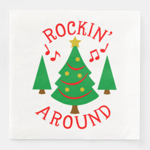 Guardanapo De Papel De Jantar Rockin' em torno da árvore de Natal