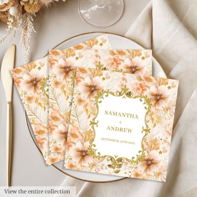 Guardanapo De Papel De Jantar Romântico Boho Blush Dourado Papel Napkins (Romantic Boho Blush Gold Paper Napkins)
