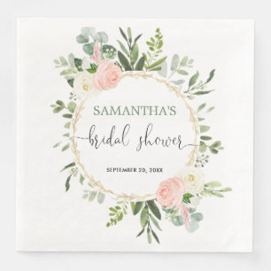 Guardanapo De Papel De Jantar Rosa bege branco verde dourado floral elegante