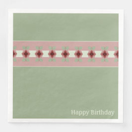 Guardanapo De Papel De Jantar Rosa Com Verde Claro