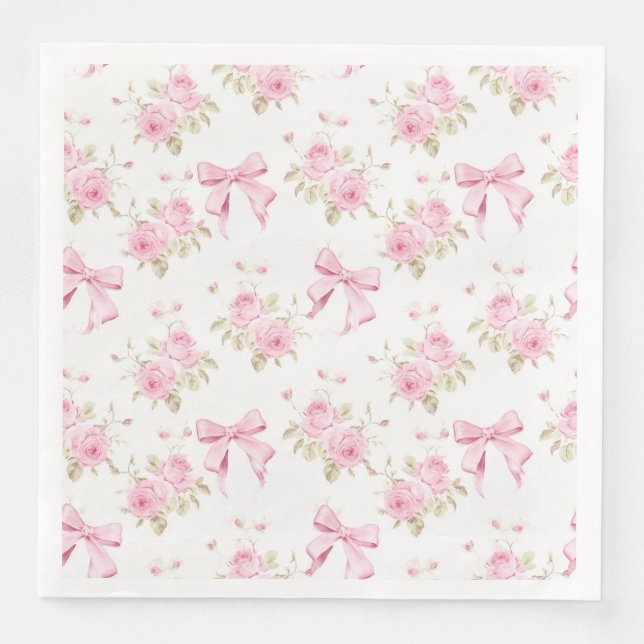 Guardanapo De Papel De Jantar Rosa de algodão cor-de-rosa coquete (Frente)