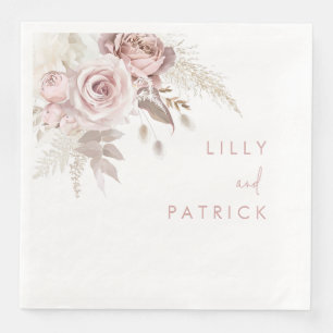 Guardanapo De Papel De Jantar Rosa Dusty e Noivado de Casamento Floral Blush