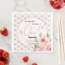 Rosa Pink Aquarela Elegante Menina de 1 Ano de Ida