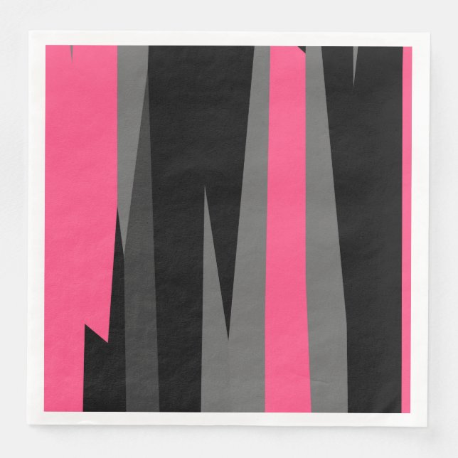 Guardanapo De Papel De Jantar Rosa Preto e Cinza   (Frente)