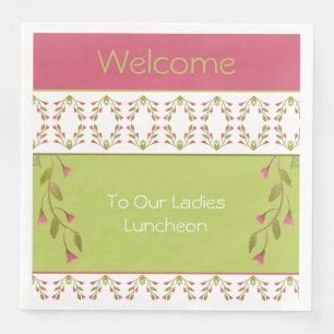 Guardanapo De Papel De Jantar Rosa Rosado E Floral Verde limão Acentos