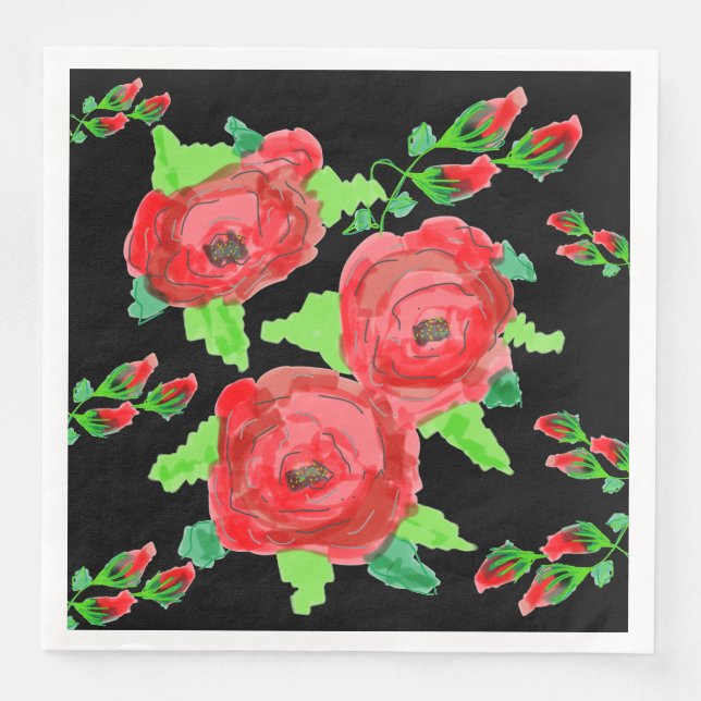 Guardanapo De Papel De Jantar Rosa vermelha de Napkins (Frente)