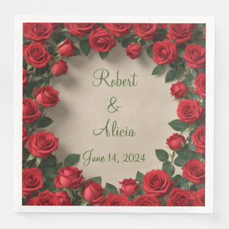 Guardanapo De Papel De Jantar Rosa vermelha Wedding