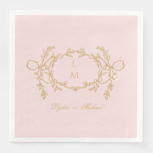 Guardanapo De Papel De Jantar Rosa Vintage Paris Glam Monograma