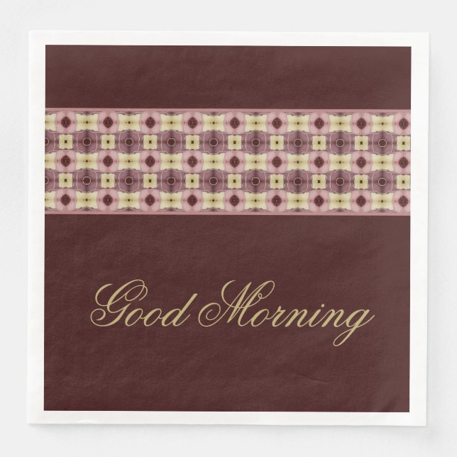 Guardanapo De Papel De Jantar Rosado Rosa Com Borgonha (Frente)