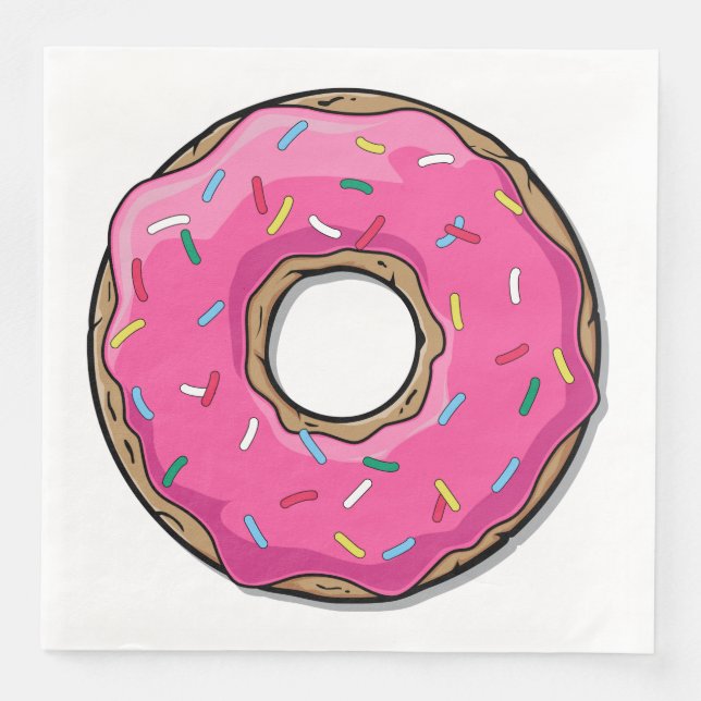 Guardanapo De Papel De Jantar Rosquinha de desenho rosa com borrachas (Frente)
