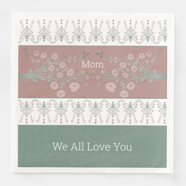 Guardanapo De Papel De Jantar Rosy PInk com Teal (Frente)