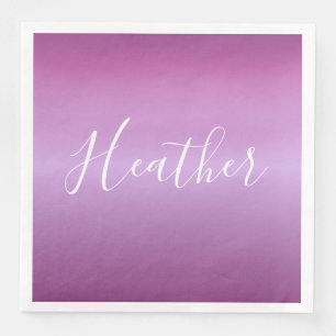 Guardanapo De Papel De Jantar Roteiro branco violeta & feito sob encomenda roxo