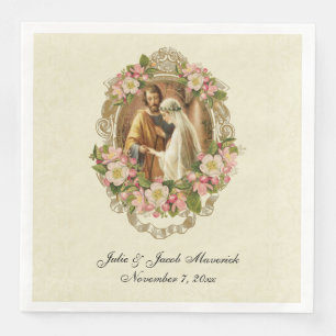 Guardanapo De Papel De Jantar Rua de Maria Vintage de Casamento Católico. Josep