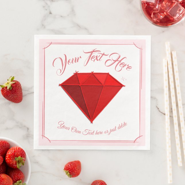 Guardanapo De Papel De Jantar Ruby Gemstone. Jóias. 40 Aniversário de Casamento (Insitu)