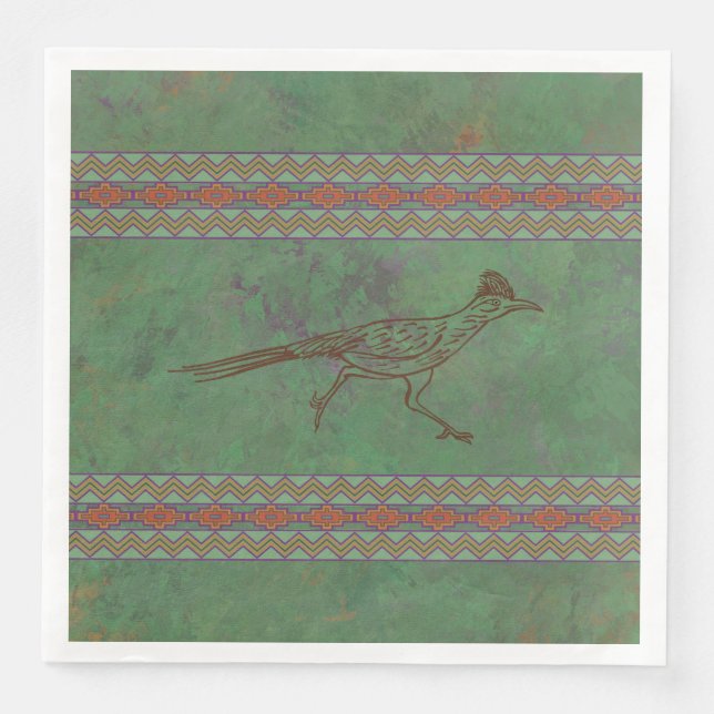 Guardanapo De Papel De Jantar Sagebrush Green - Roadrunner do Sudoeste (Frente)