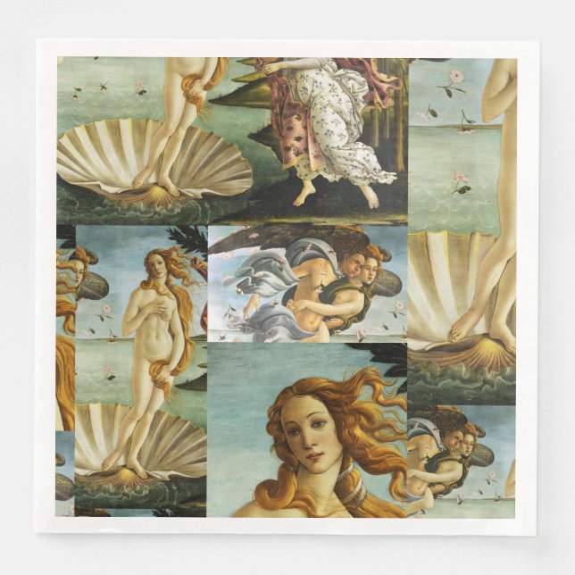 Guardanapo De Papel De Jantar Sandro Botticelli "O Nascimento de Vênus - Colagem (Frente)