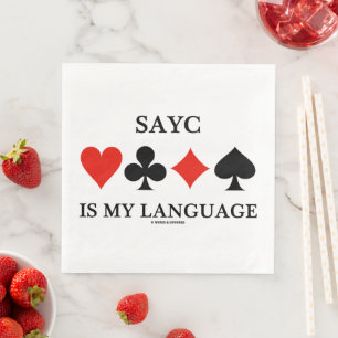 Guardanapo De Papel De Jantar SAYC é meu idioma - Quatro conjuntos de cartas
