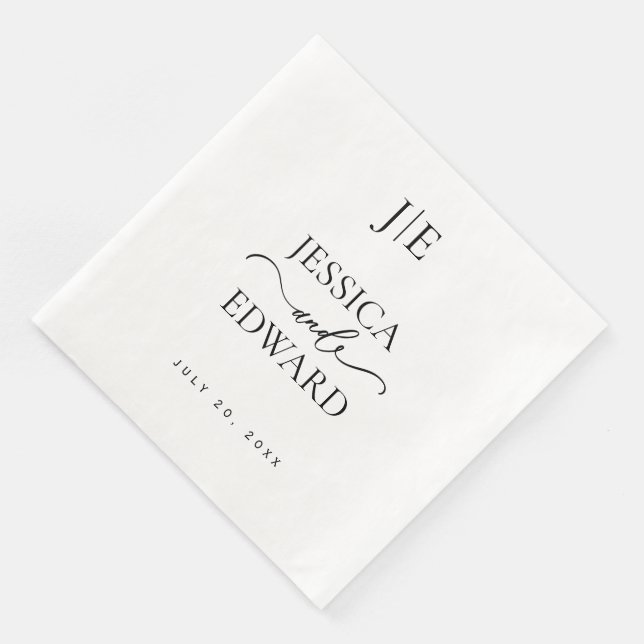 Guardanapo De Papel De Jantar Script Mínimo Simples Monograma Moderno de Chic (Canto)