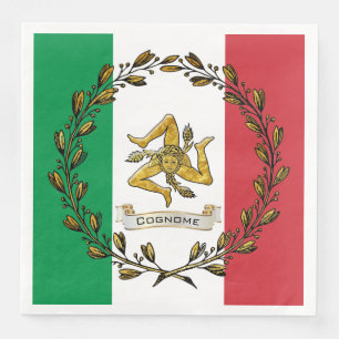 Guardanapo De Papel De Jantar Siciliana Trinacria Olive Wreath Flag Personalize