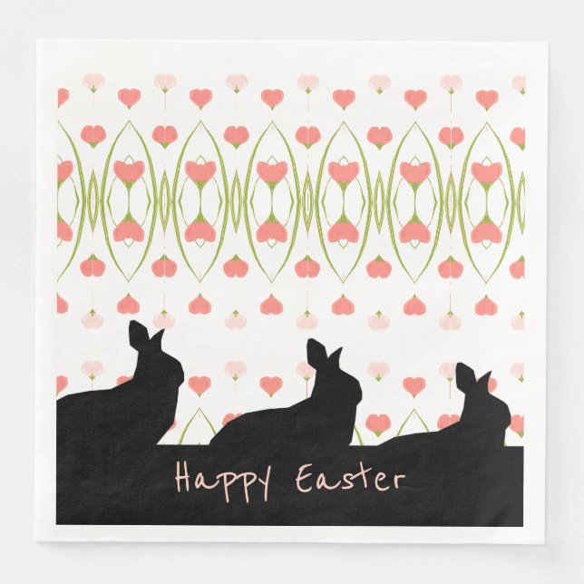 Guardanapo De Papel De Jantar Silhouette Black Bunny Whimsy (Frente)