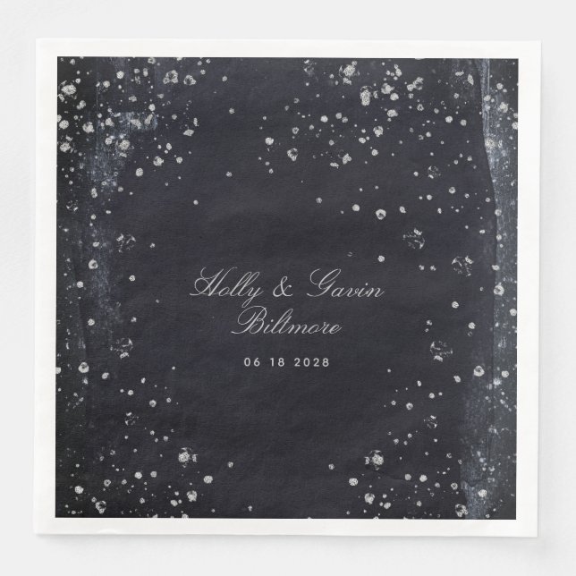 Guardanapo De Papel De Jantar Silver Starry Night Weding (Frente)