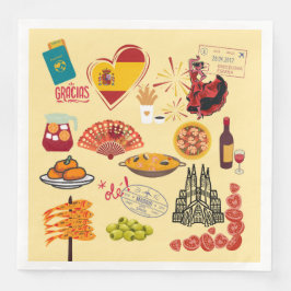 Guardanapo De Papel De Jantar Símbolos Espanhóis Viagem Amantes