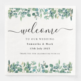 Guardanapo De Papel De Jantar Simples e Moderno Casamento Eucalyptus Napkin