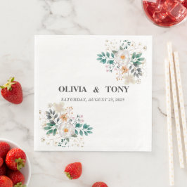 Guardanapo De Papel De Jantar Simples Florais Românticos Casamento personalizad