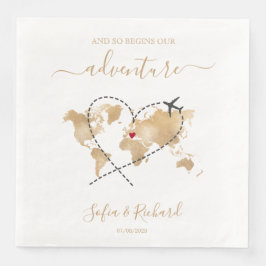 Guardanapo De Papel De Jantar Sinal de Boas-vindas ao Mapa do Mundo Dourado de C