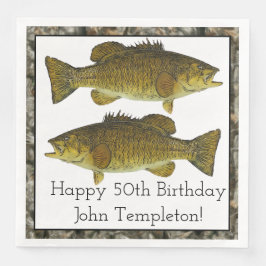 Guardanapo De Papel De Jantar Smallmouth Bass Pesca Esporte Aniversário Napkins