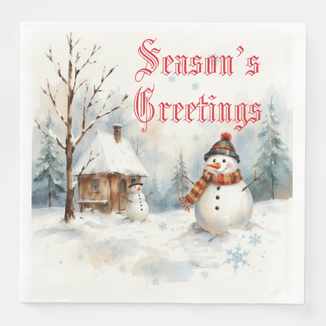 Guardanapo De Papel De Jantar Snowman Winter-Themed (Frente)