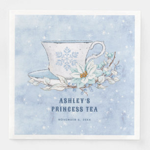 Guardanapo De Papel De Jantar Snowy Winter Princess Tea Taça de chá