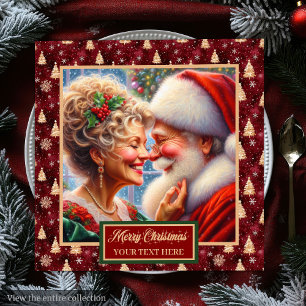 Guardanapo De Papel De Jantar Sr. e Sra. Claus Red Dourado Napkins