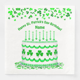 Guardanapo De Papel De Jantar St Patrick's Day Birthday Cake Custom Candles