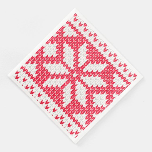 Guardanapo De Papel De Jantar Suéter de Natal Tecido Vermelho Floco de Neve (Canto)