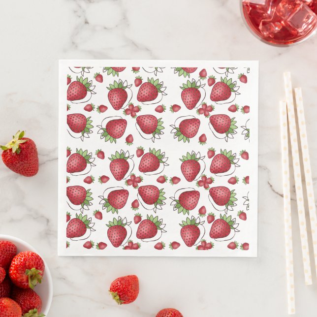 Guardanapo De Papel De Jantar Summer Strawberry Paper Napkins (Insitu)