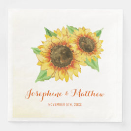 Guardanapo De Papel De Jantar Sunflower Watercolor Weding