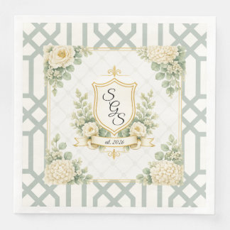 Guardanapo De Papel De Jantar Suntuosa Monograma Floral de Noite de Jardim de Ve