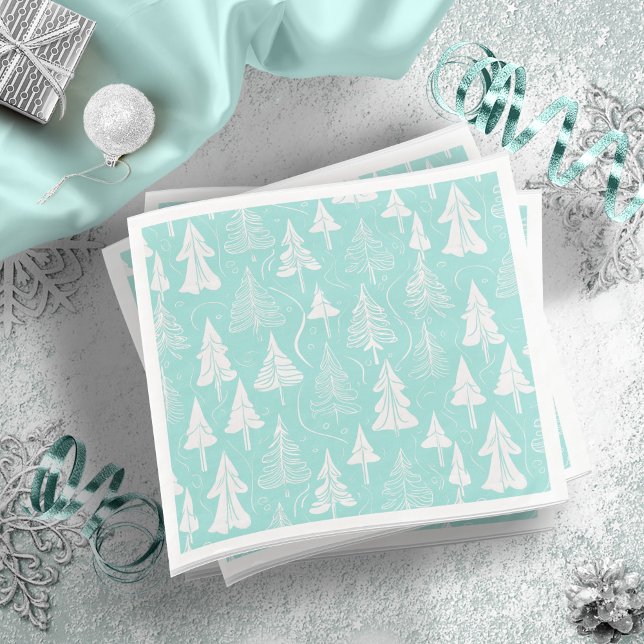 Guardanapo De Papel De Jantar Teal Christmas Tree Pattern#6 ID1009 (Criador carregado)