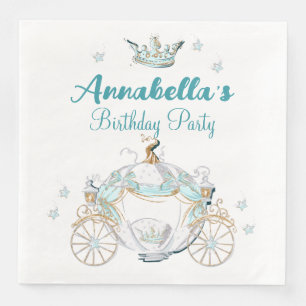 Guardanapo De Papel De Jantar Teal e Dourada Cinderella Princess Carruagem