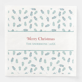 Guardanapo De Papel De Jantar Teal Mistletoe Christmas